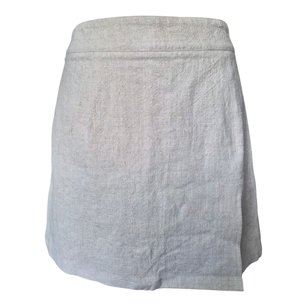 Lioness The Lola Mini Skirt Oatmeal Linen Blend High Waist US 6 AU 10 NWT